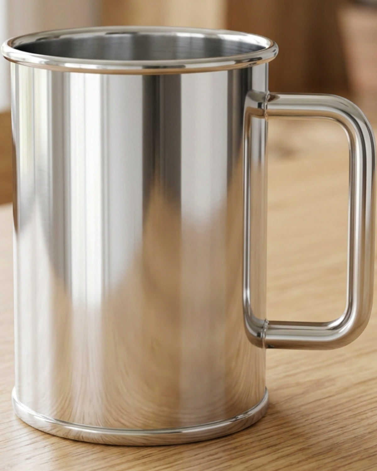 Zbwkp Handled Single-Wall Stainless Steel Beer Mug 18 oz Polished Steel - Lifestyle view