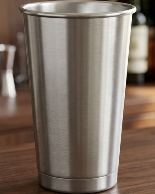 Zbwkp Straight Single-Wall Stainless Steel Pint Cup 16 oz Brushed Silver - Lifestyle view